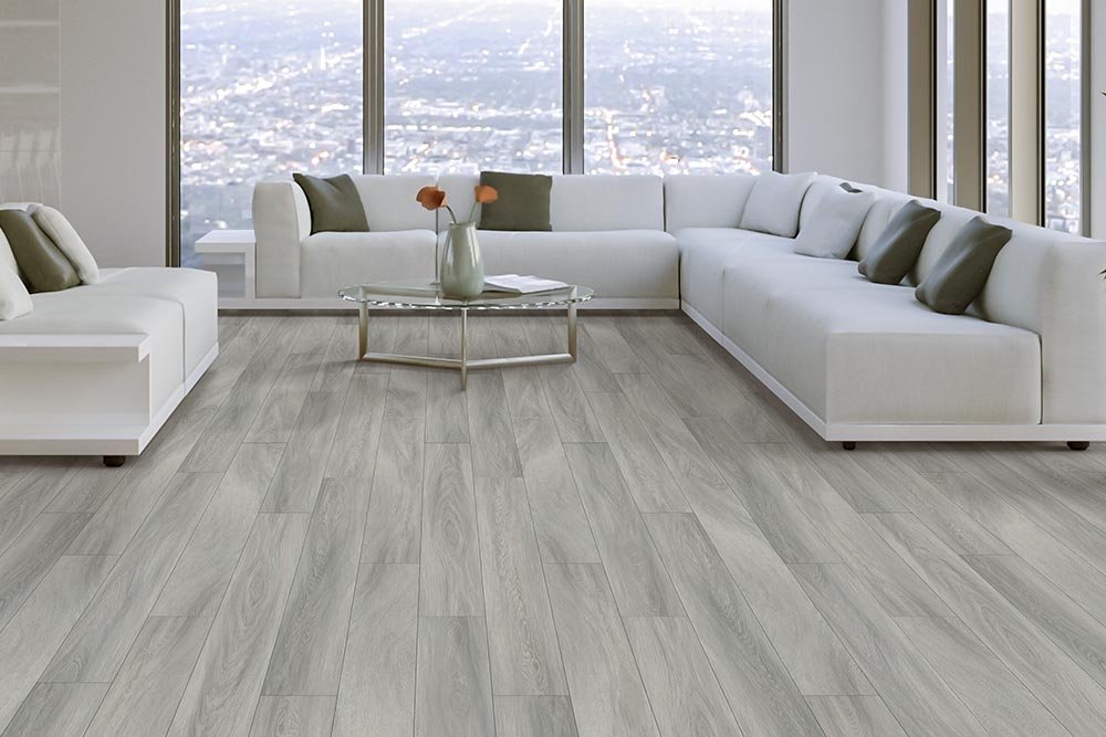 Living Room Gray Greige Luxury Vinyl Plank LVP -  CarpetsPlus of Fairmont in Fairmont, MN